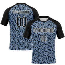 Laden Sie das Bild in den Galerie-Viewer, Custom Light Blue Black-White Geometric Shape Sublimation Volleyball Uniform Jersey
