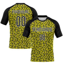 Laden Sie das Bild in den Galerie-Viewer, Custom Light Yellow Black-White Geometric Shape Sublimation Volleyball Uniform Jersey
