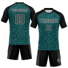 Загрузить изображение в средство просмотра галереи, Custom Teal Black-White Geometric Shape Sublimation Volleyball Uniform Jersey
