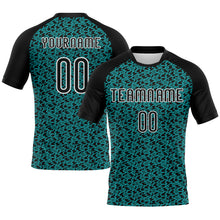 Laden Sie das Bild in den Galerie-Viewer, Custom Teal Black-White Geometric Shape Sublimation Volleyball Uniform Jersey
