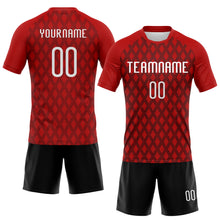 Загрузить изображение в средство просмотра галереи, Custom Red White-Black Geometric Shape Sublimation Volleyball Uniform Jersey
