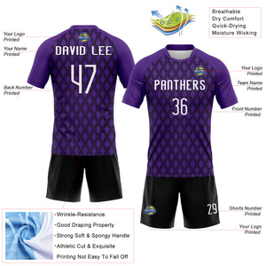 Custom Purple White-Black Geometric Shape Sublimation Volleyball Uniform Jersey