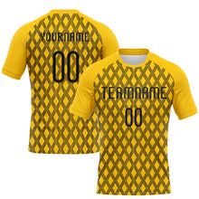 Laden Sie das Bild in den Galerie-Viewer, Custom Yellow Black-White Geometric Shape Sublimation Volleyball Uniform Jersey
