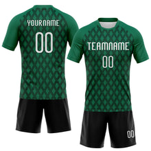 Laden Sie das Bild in den Galerie-Viewer, Custom Kelly Green White-Black Geometric Shape Sublimation Volleyball Uniform Jersey
