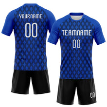 Load image into Gallery viewer, Custom Thunder Blue White-Black Geometric Shape Sublimation Volleyball Uniform Jersey
