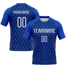 Загрузить изображение в средство просмотра галереи, Custom Thunder Blue White-Black Geometric Shape Sublimation Volleyball Uniform Jersey
