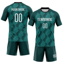 Charger l&#39;image dans la galerie, Custom Midnight Green White-Black Geometric Shape Sublimation Volleyball Uniform Jersey
