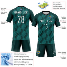 Laden Sie das Bild in den Galerie-Viewer, Custom Midnight Green White-Black Geometric Shape Sublimation Volleyball Uniform Jersey
