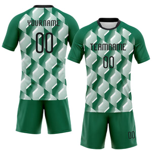 Custom Kelly Green Black-White Geometric Shape Sublimation Volleyball Uniform Jersey