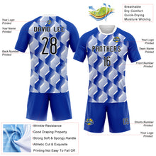 Load image into Gallery viewer, Custom Thunder Blue Black-White Geometric Shape Sublimation Volleyball Uniform Jersey
