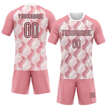 Laden Sie das Bild in den Galerie-Viewer, Custom Medium Pink Black-White Geometric Shape Sublimation Volleyball Uniform Jersey
