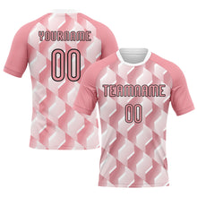 Laden Sie das Bild in den Galerie-Viewer, Custom Medium Pink Black-White Geometric Shape Sublimation Volleyball Uniform Jersey
