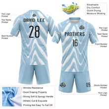 Laden Sie das Bild in den Galerie-Viewer, Custom Light Blue Black-White Fluid Sublimation Volleyball Uniform Jersey
