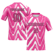 Laden Sie das Bild in den Galerie-Viewer, Custom Pink Black-White Fluid Sublimation Volleyball Uniform Jersey
