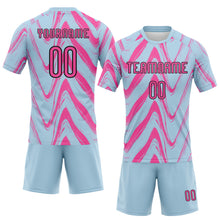 Load image into Gallery viewer, Custom Light Blue Pink-Black Fluid Sublimation Volleyball Uniform Jersey
