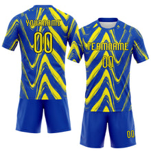 Laden Sie das Bild in den Galerie-Viewer, Custom Thunder Blue Light Yellow-Black Fluid Sublimation Volleyball Uniform Jersey
