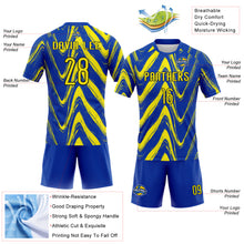 Laden Sie das Bild in den Galerie-Viewer, Custom Thunder Blue Light Yellow-Black Fluid Sublimation Volleyball Uniform Jersey
