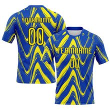 Laden Sie das Bild in den Galerie-Viewer, Custom Thunder Blue Light Yellow-Black Fluid Sublimation Volleyball Uniform Jersey
