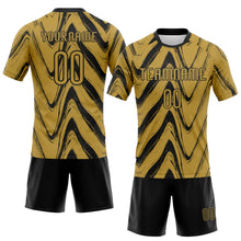 Load image into Gallery viewer, Custom Old Gold Black Fluid Sublimation Volleyball Uniform Jersey
