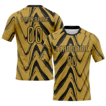 Laden Sie das Bild in den Galerie-Viewer, Custom Old Gold Black Fluid Sublimation Volleyball Uniform Jersey
