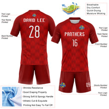 Laden Sie das Bild in den Galerie-Viewer, Custom Red White Geometric Shape Sublimation Volleyball Uniform Jersey
