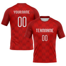 Laden Sie das Bild in den Galerie-Viewer, Custom Red White Geometric Shape Sublimation Volleyball Uniform Jersey
