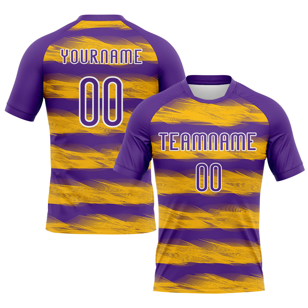 Custom Purple Yellow-White Abstract Lines Sublimation Volleyball Uniform Jersey