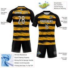 Load image into Gallery viewer, Custom Black White-Yellow Abstract Lines Sublimation Volleyball Uniform Jersey
