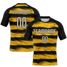 Charger l&#39;image dans la galerie, Custom Black White-Yellow Abstract Lines Sublimation Volleyball Uniform Jersey
