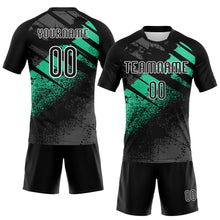 Load image into Gallery viewer, Custom Black Pea Green-White Splash Sublimation Volleyball Uniform Jersey
