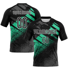 Laden Sie das Bild in den Galerie-Viewer, Custom Black Pea Green-White Splash Sublimation Volleyball Uniform Jersey
