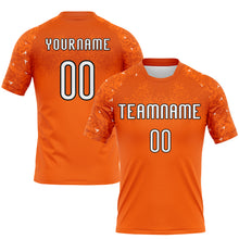 Laden Sie das Bild in den Galerie-Viewer, Custom Orange White-Black Abstract Shape Sublimation Volleyball Uniform Jersey
