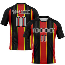 Charger l&#39;image dans la galerie, Custom Black Red-Light Yellow Lines Sublimation Volleyball Uniform Jersey
