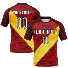 Load image into Gallery viewer, Custom Red Yellow-Black Lines Sublimation Volleyball Uniform Jersey
