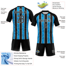 Laden Sie das Bild in den Galerie-Viewer, Custom Black Light Blue-White Lines Sublimation Volleyball Uniform Jersey
