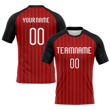 Load image into Gallery viewer, Custom Red White-Black Lines Sublimation Volleyball Uniform Jersey
