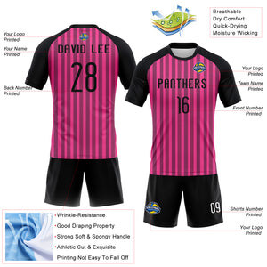 Custom Pink Black-White Lines Sublimation Volleyball Uniform Jersey