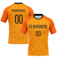 Laden Sie das Bild in den Galerie-Viewer, Custom Orange Black-Yellow Geometric Shape Sublimation Volleyball Uniform Jersey
