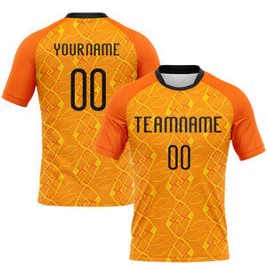 Custom Orange Black-Yellow Geometric Shape Sublimation Volleyball Uniform Jersey