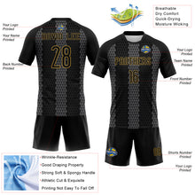 Laden Sie das Bild in den Galerie-Viewer, Custom Black Gray-Old Gold Geometric Shape Sublimation Volleyball Uniform Jersey
