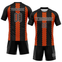 Laden Sie das Bild in den Galerie-Viewer, Custom Black Orange-White Geometric Shape Sublimation Volleyball Uniform Jersey
