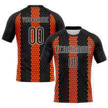 Laden Sie das Bild in den Galerie-Viewer, Custom Black Orange-White Geometric Shape Sublimation Volleyball Uniform Jersey
