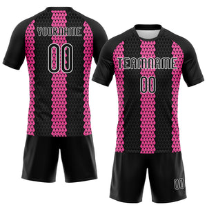 Custom Black Pink-White Geometric Shape Sublimation Volleyball Uniform Jersey