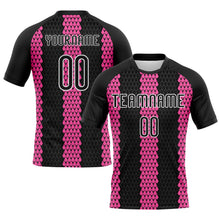 Laden Sie das Bild in den Galerie-Viewer, Custom Black Pink-White Geometric Shape Sublimation Volleyball Uniform Jersey
