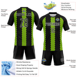 Custom Black Neon Green-White Geometric Shape Sublimation Volleyball Uniform Jersey