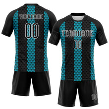 Charger l&#39;image dans la galerie, Custom Black Teal-White Geometric Shape Sublimation Volleyball Uniform Jersey
