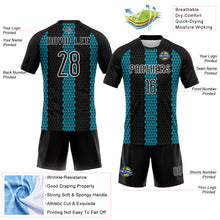 Charger l&#39;image dans la galerie, Custom Black Teal-White Geometric Shape Sublimation Volleyball Uniform Jersey
