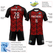 Load image into Gallery viewer, Custom Red White-Black Abstract Shape Sublimation Volleyball Uniform Jersey
