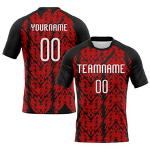 Laden Sie das Bild in den Galerie-Viewer, Custom Red White-Black Abstract Shape Sublimation Volleyball Uniform Jersey
