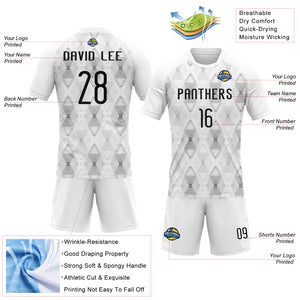 Custom White Black Geometric Shape Sublimation Volleyball Uniform Jersey